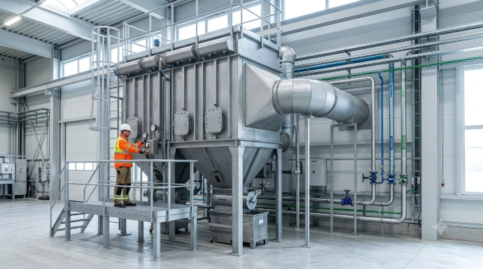 Industrial bag filter system using LUEHR FILTER technology for efficient dust collection and emission control